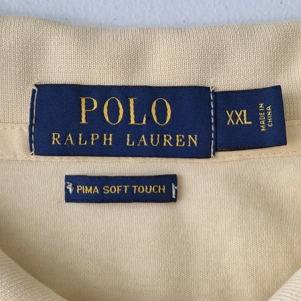 Polo Ralph Lauren Mens Yellow Pima Cotton Polo Shirt XXL Soft Touch Short Sleeve